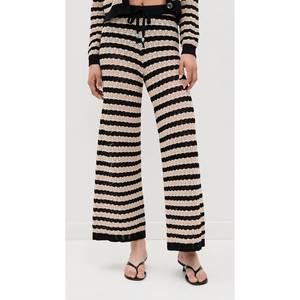 NEW L'AGENCE gaelle pointelle knit pant in black/natural